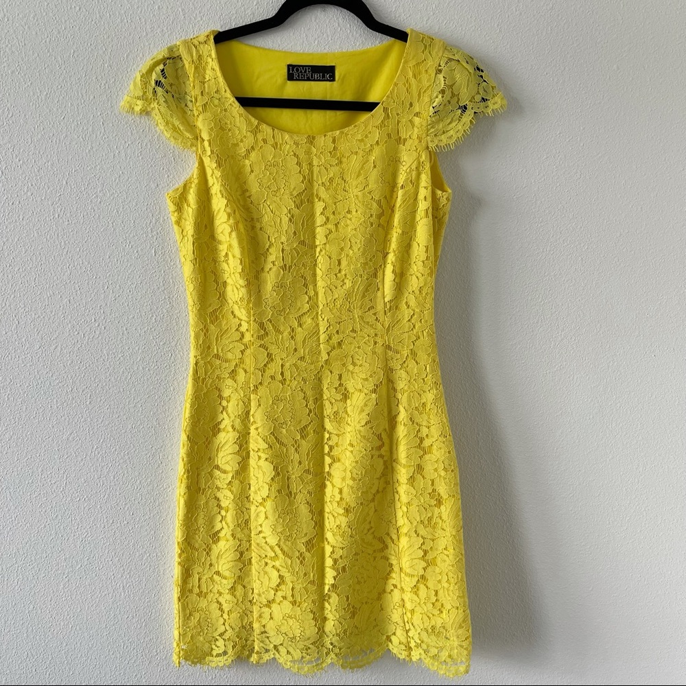 Love Republic Yellow Mini Lace Dress